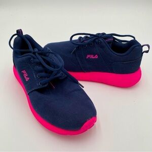Fila Women's Cool Max Lace Up Fabric Tennis Shoes Sneakers Navy Pink Size 7